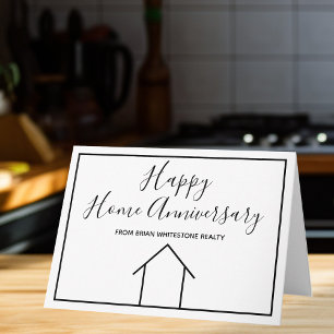 Cartão Feliz Aniversário de Casa Simples Moderno Imobiliá