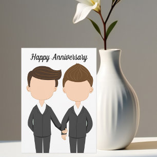 Cartão Feliz Aniversário de Casamento Casal de Homens Gay