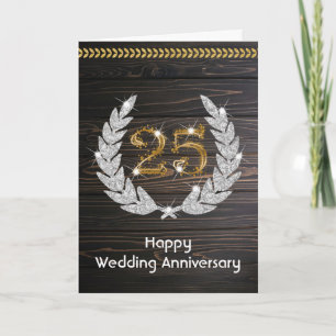 Cartão Feliz Aniversário de Casamento de 25 Silver