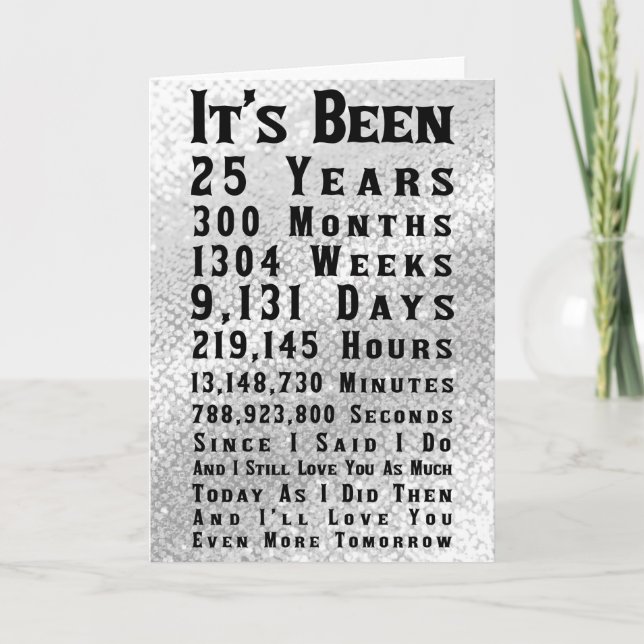 Cartão Feliz aniversário de casamento do 25 Silver (Frente)