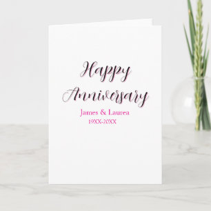 Cartão Feliz aniversário de casamento nome data ano simpl