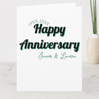 Cartão Feliz aniversário de casamento nome data ano verde