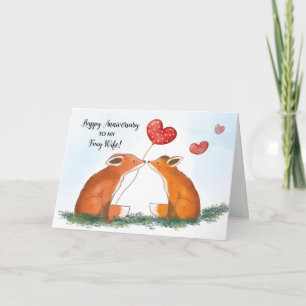 Cartão Feliz Aniversário de Casamento para Esposa Foxy