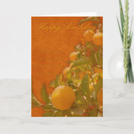 Cartão Feliz Aniversário de Cunha Árvore Laranja Espanhol