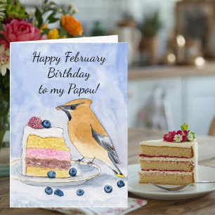Cartão Feliz aniversário de fevereiro Papou Bolo de Cera