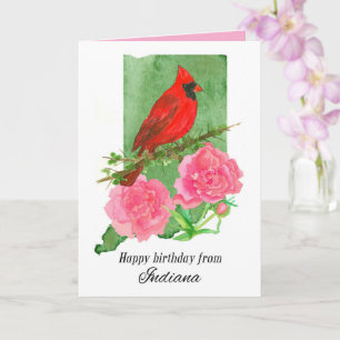 Cartão Feliz Aniversário de Flores de Peônia Cardinalícia