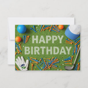 Cartão Feliz Aniversário de Golfe no Verde