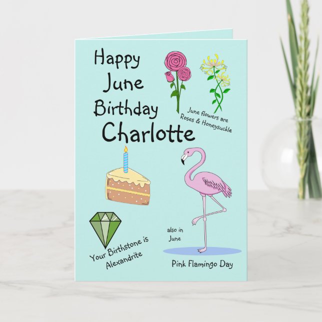 Cartão Feliz Aniversário de Junho Folgado (Frente)