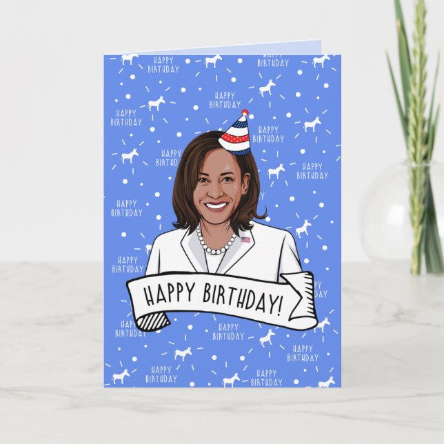 Cartão Feliz Aniversário de Kamala Harris (Frente)