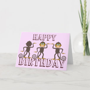 Cartão Feliz aniversário de safari giro rosa