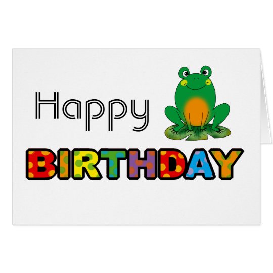 Cartão Feliz aniversario de sapo verde