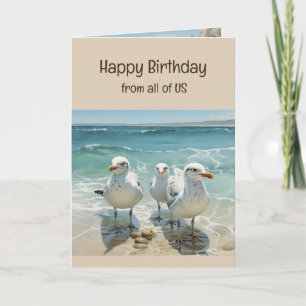 Cartão Feliz Aniversário de Todos Nós Gaivotas da Praia