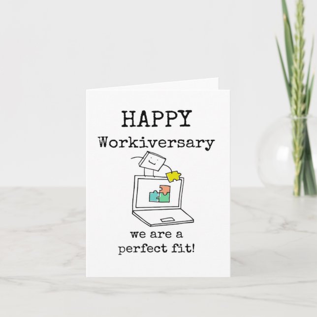 Cartão Feliz Aniversário de Trabalho, Ajuste Perfeito, Ca (Frente)