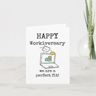 Cartão Feliz Aniversário de Trabalho, Ajuste Perfeito, Ca