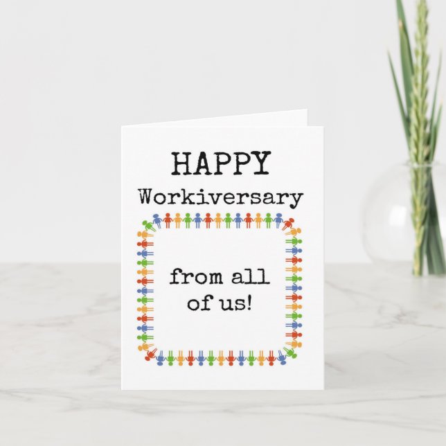 Cartão Feliz Aniversário de Trabalho de Todos Nós (Frente)