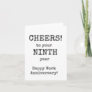 Cartão Feliz aniversário de trabalho, nono ano