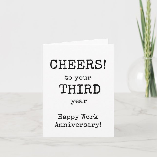 Cartão Feliz Aniversário de Trabalho Terceiro Ano (Frente)
