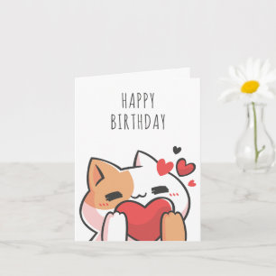 Cartão Feliz aniversário de um gato bonito