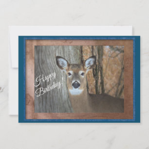Cartão Feliz Aniversário de Veado Branco