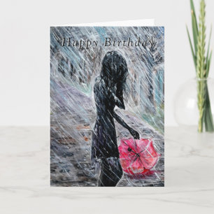 Cartão Feliz Aniversário - Deixe-o chover - Pintura Por