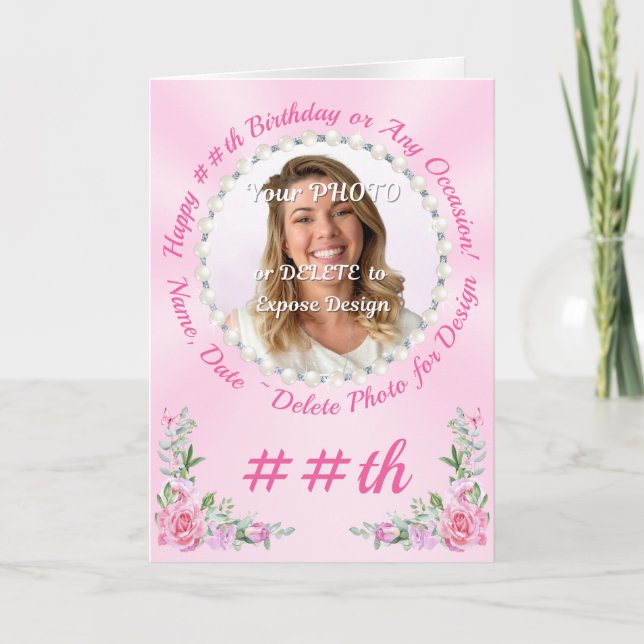 Cartão Feliz Aniversário Deseja o Upload Fotográfico e o  (Frente)