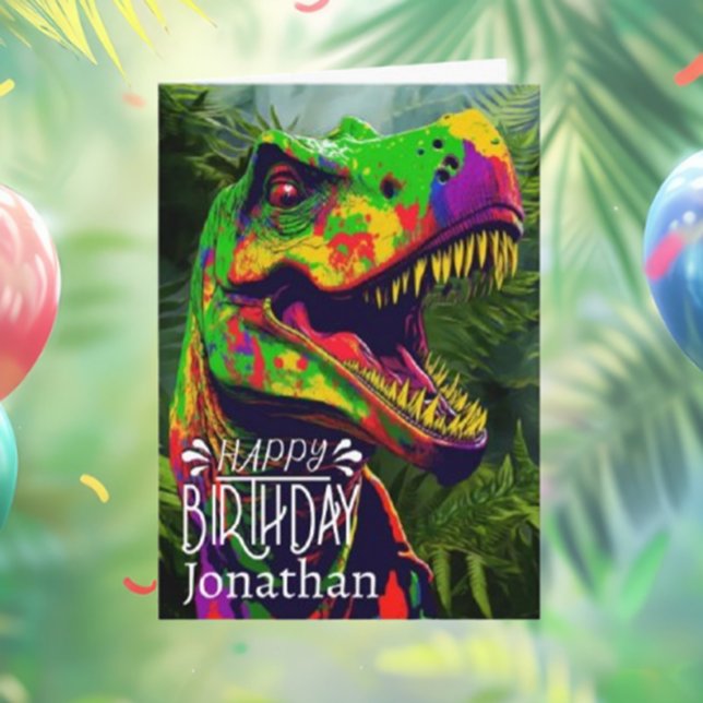 Cartão Feliz Aniversário Dinossaur Jungle Roar Card (Happy Birthday Dinosaur Jungle Roar Card for Fun Celebrations!

—)