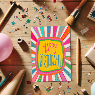 Cartão Feliz Aniversário Divertido Moderno e Corajoso Cri
