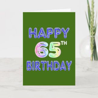 Cartão Feliz aniversário do 65º aniversário em Balão Font