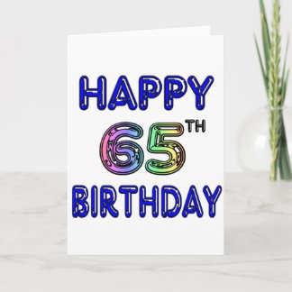 Cartão Feliz aniversário do 65º aniversário em Balão Font
