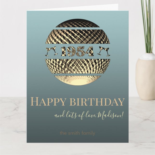 Cartão Feliz aniversário do 70 de ouro de 1954 (Frente)