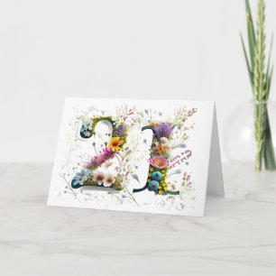 Cartão Feliz Aniversário do aniversário de 21 anos Wildfl