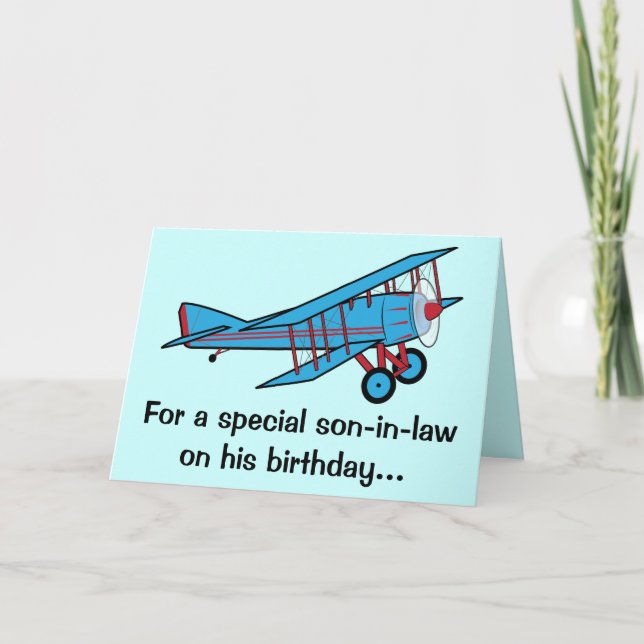 Cartão Feliz Aniversário do Avião Filho em Direito (Frente)