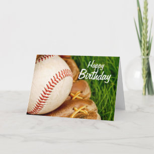 Cartão Feliz aniversário do beisebol com Mitt