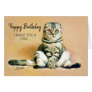 Cartão Feliz aniversário do bolo de gato