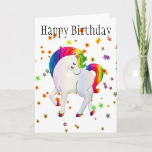 Cartão Feliz Aniversário do bonito Unicorn Glitter