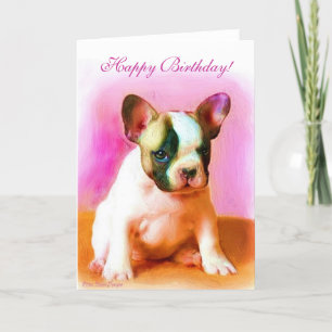 Cartão Feliz Aniversário do Bulldog Francês
