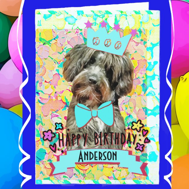 Cartão Feliz Aniversário do Cachorro Aussie Poodle (Criador carregado)
