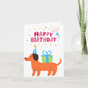 Cartão Feliz Aniversário do Cachorro Brilhante, Colorido