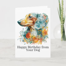 Feliz Aniversário do Cachorro Fofo Floral Dachshun