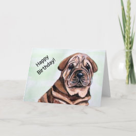 Cartão Feliz Aniversário do Cachorro Pei