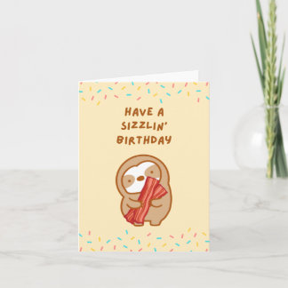 Cartão Feliz Aniversário do Café da Manhã Bacon Sloth