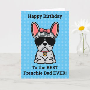 Cartão Feliz aniversário do cão azul-Merle Buldogue franc