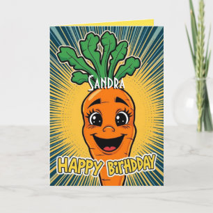 Cartão Feliz Aniversário do Carrot Engraçado