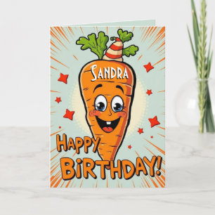 Cartão Feliz Aniversário do Carrot Engraçado