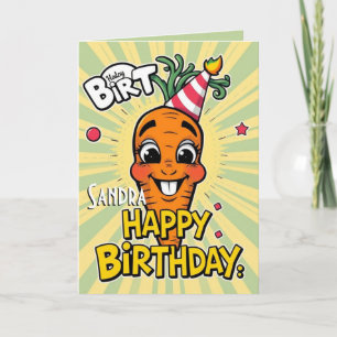 Cartão Feliz Aniversário do Carrot Engraçado