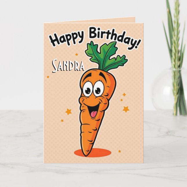 Cartão Feliz Aniversário do Carrot Engraçado (Frente)