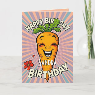Cartão Feliz Aniversário do Carrot Engraçado