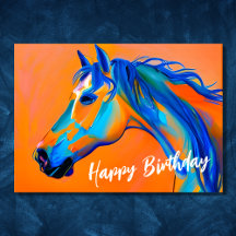 Feliz Aniversário do Cavalo de Abstrato Azul e Lar