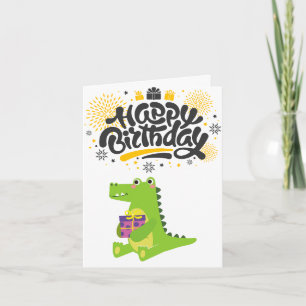 Cartão Feliz Aniversário do Crocodilo Brilhante