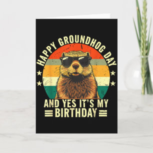 Cartão Feliz Aniversário do Dia do Groundhog Frio Groundh